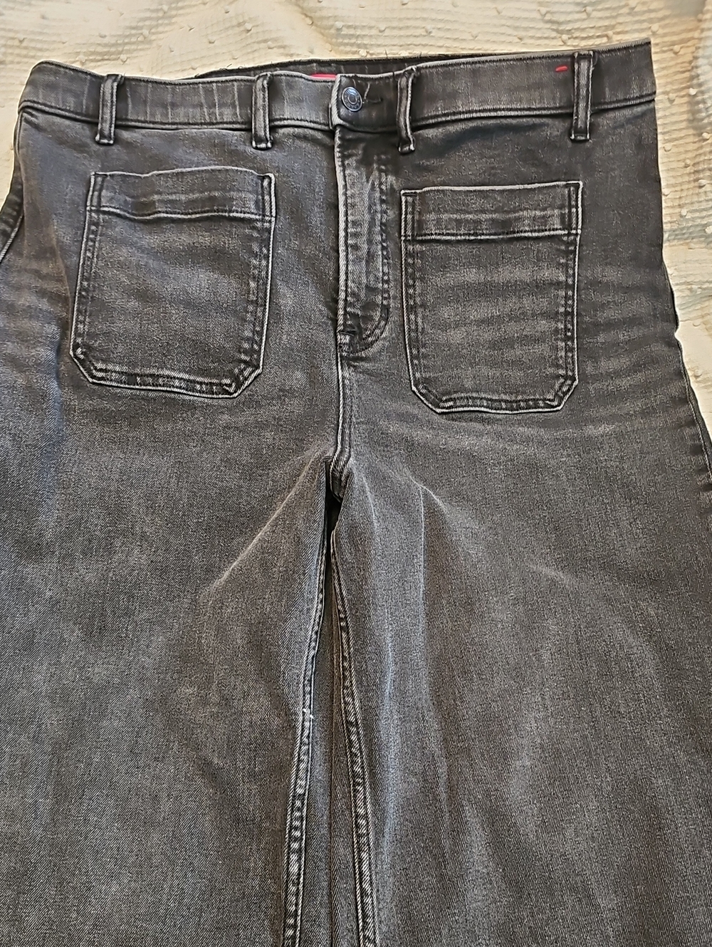 SPANX Wide-leg Cropped Black/Grey Jeans